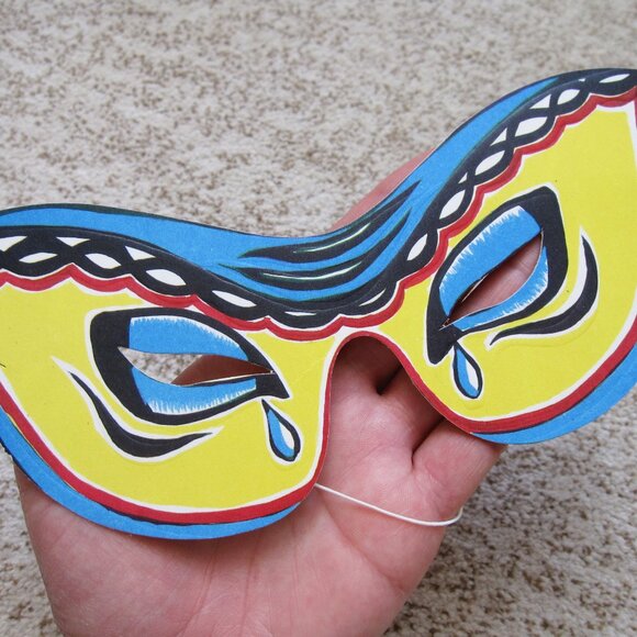 Vintage Set of 5 Masks Masquerade Halloween Carnival Fantasy Rainbow Surreal - Picture 9 of 11